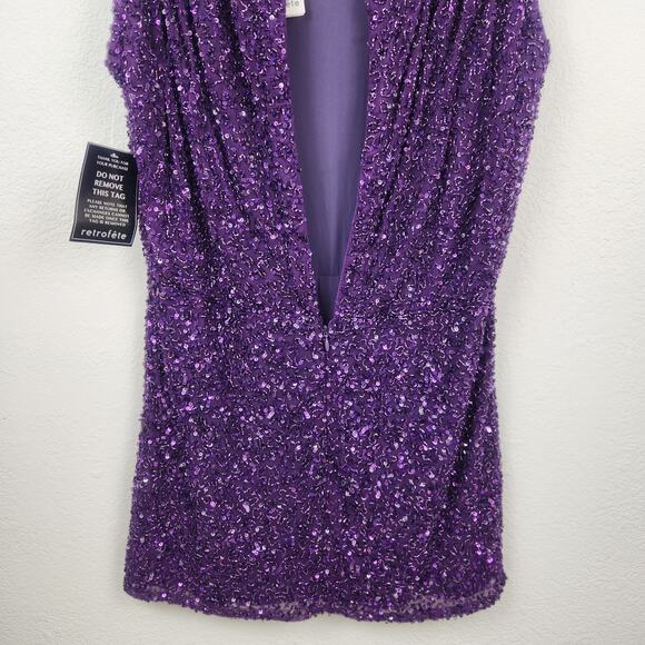 Retrofete Berline Sequin Mini Dress Purple Size XL Open Back NWT - Picture 8 of 11